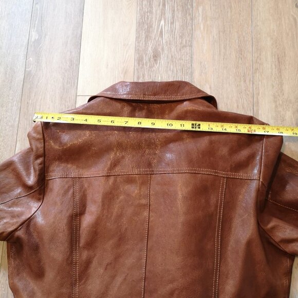 VTG Danier Genuine Italian Leather Brown Womens Large Jacket Removable Lining - Picture 13 of 16